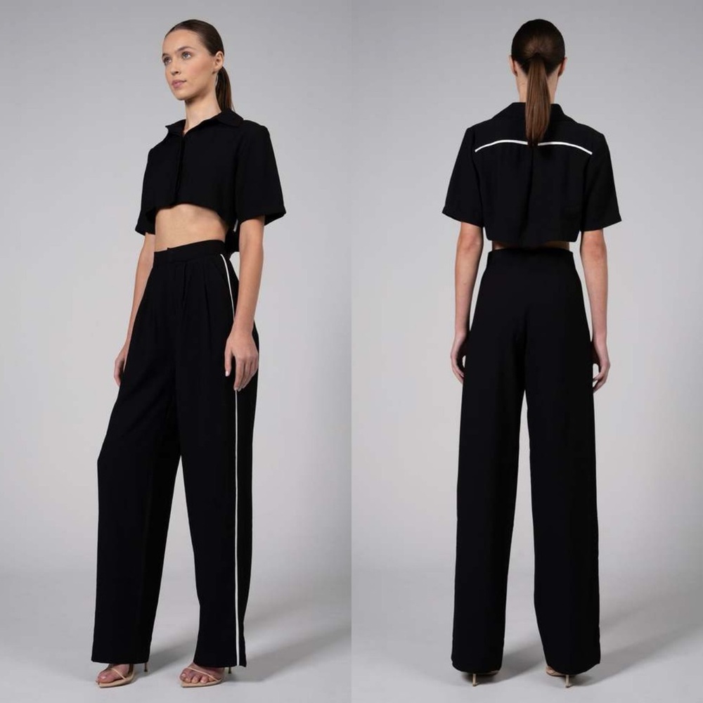 Nonchalant The Label Rosalie High Rise Pants Caja Crop Button Down Small Medium